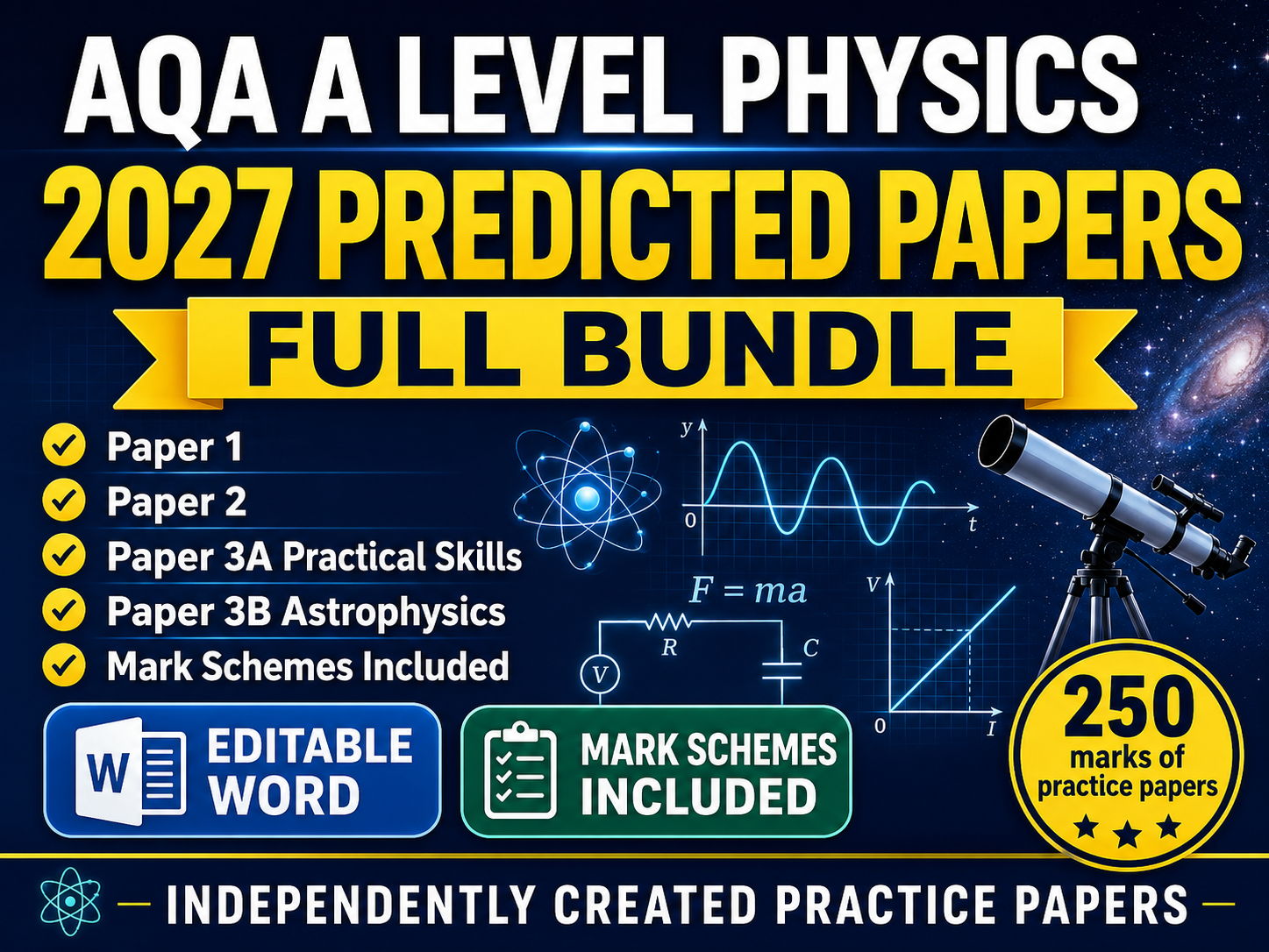 AQA A Level Physics 2027 Predicted Papers Bundle + Mark Schemes