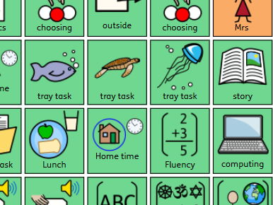 Cards for a visual timetable