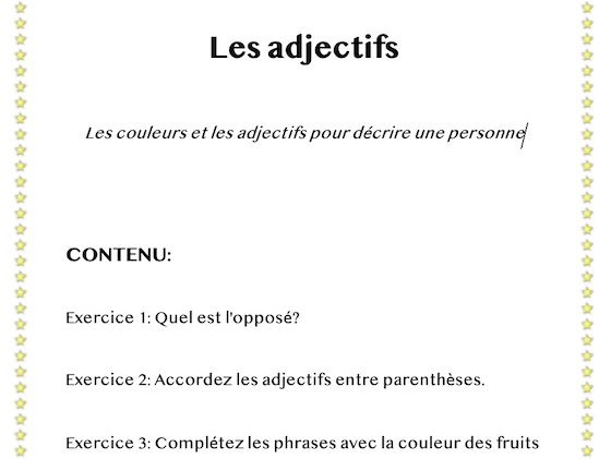 les adjectifs (adjectives in French)