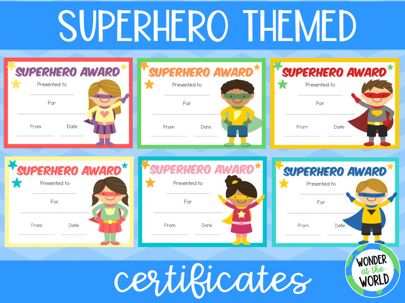 Superhero Certificates printable And Digital Version Included 