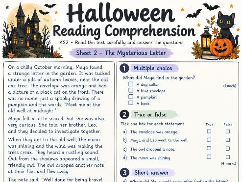 KS2 Halloween Reading Comprehension Bundle | 3 Spooky Reading Comprehension Worksheets | Halloween