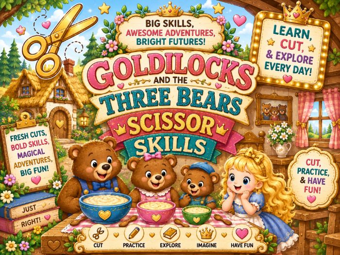 Goldilocks and the Three Bears Scissor Skills Worksheets | Cutting Practice | Preschool–1st Grade