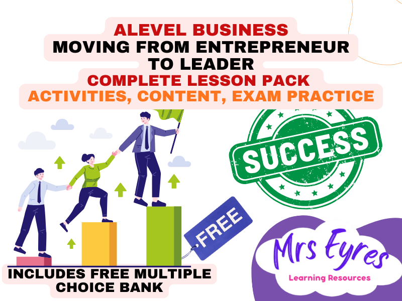 A Level Business 1.5.6 Moving from Entrepreneur to Leader | Complete Lesson Pack + FREE Quiz