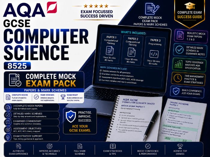 AQA GCSE Computer Science (8525) Complete Mock Exam Pack | Papers & Mark Schemes
