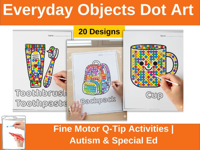 Everyday Objects Dot Art – Fine Motor