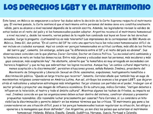 A Level Spanish Unit 1: Los derechos LGBT y el matrimonio