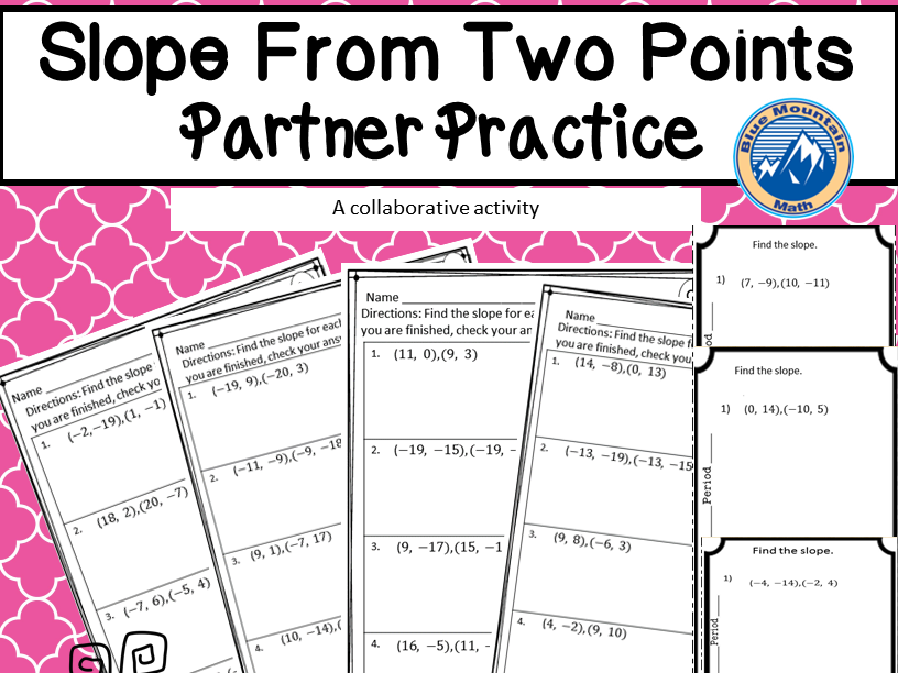 Slope From Two Points Partner Practice Teaching Resources