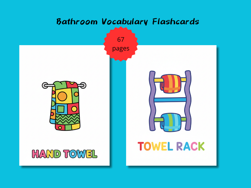 Bathroom Vocabulary Flashcards for Kids