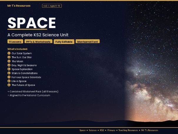 Space — KS2 Science Bundle (9 Lessons + Worksheets)