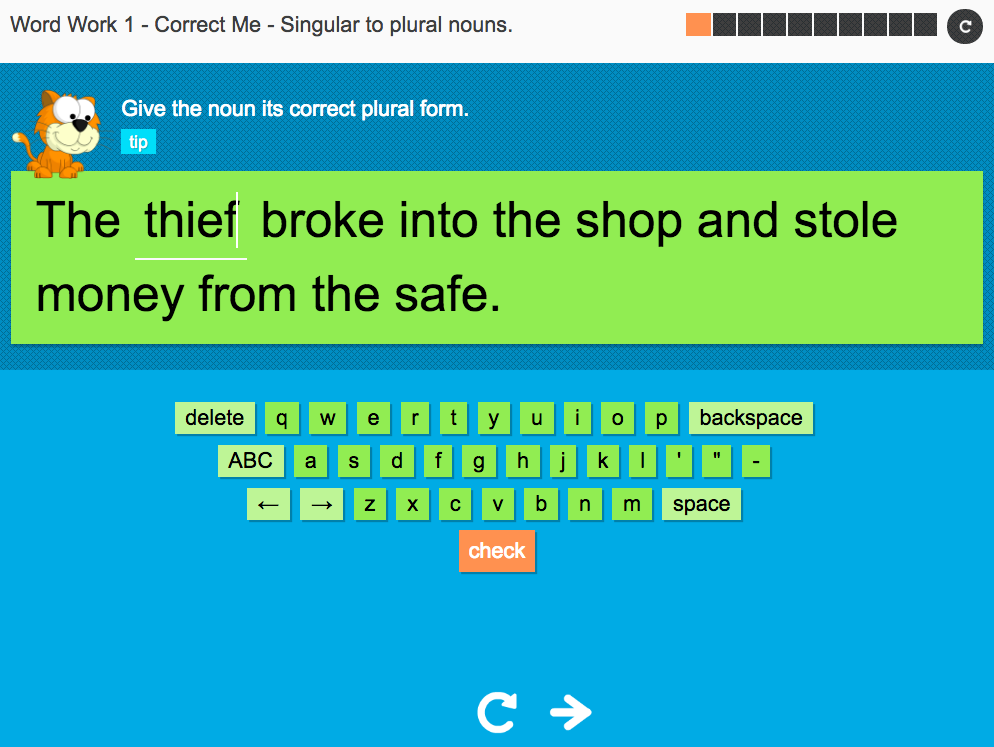 Singular to plural nouns - Interactive Spelling Exercise - Year 3 Spag