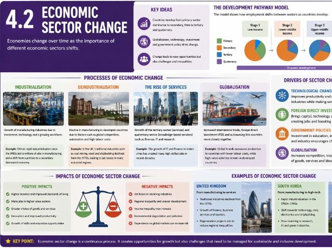iGCSE Geography Edexcel - Topic 4. Economic Activities & Energy (4.2 Economic Sector Change)