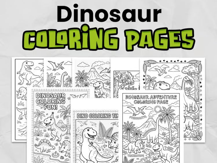 Dinosaur Colouring Pages | No Prep Printable Activity | Primary Classroom Resource