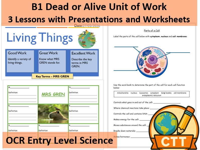 OCR Entry Level Science - B1 Dead or Alive - 3 Lessons