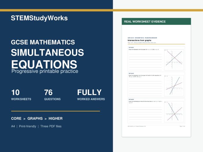 GCSE Simultaneous Equations Worksheets