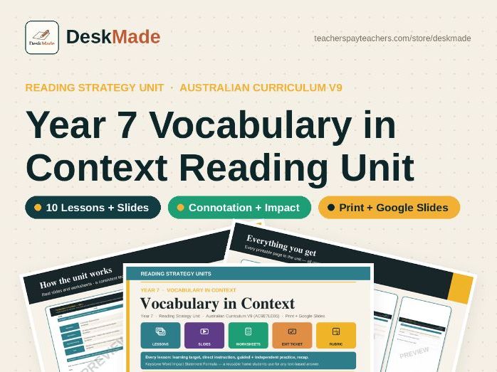 Year 7 Vocabulary in Context Reading Unit | Australian Curriculum V9