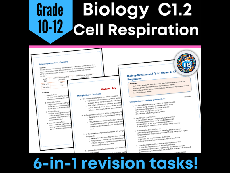 IB DP Biology C1.2 Cell Respiration Quiz and Revision Worksheets 2026