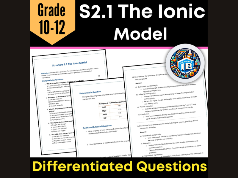IB DP Chemistry S2.1: The Ionic Model & Bonding Revision Practice 2026