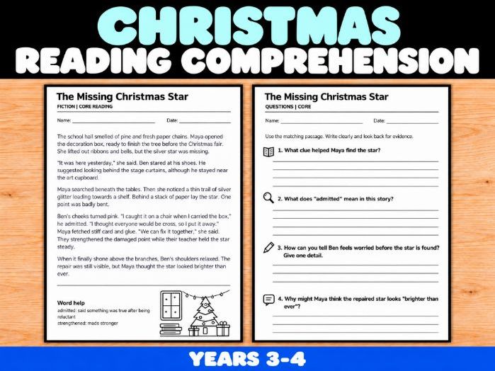 Christmas Reading Comprehension Years 3–4 | Differentiated Fiction & Non-Fiction