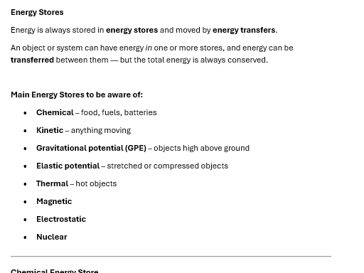 GCSE Combined Science Physics - Energy