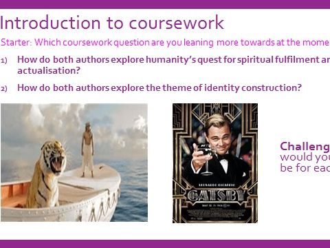 The Great Gatsby and Life of Pi - Comparative Coursework Study for A-Level