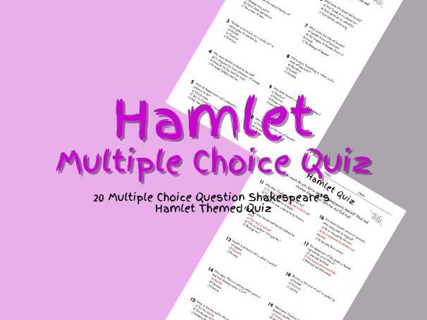Shakespeare Hamlet Multiple Choice Quiz Worksheet