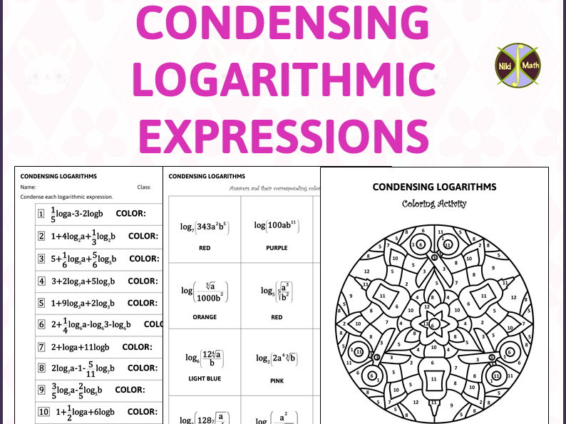 Condensing Logarithms - Coloring Activity/Color by Code