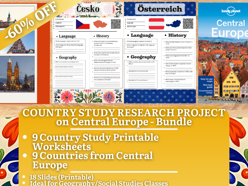 Country Study Research Project - Central Europe - Social Studies Report - Bundle