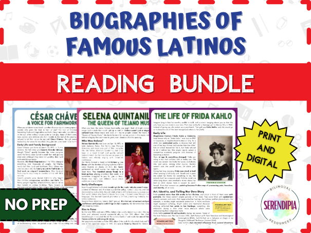 Famous Latinos Biographies Reading Comprehension Activities | KS3 KS4 Literacy | Hispanic Heritage