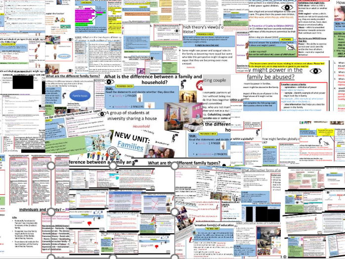 AQA GCSE Sociology: Family BUNDLE- units 1-3
