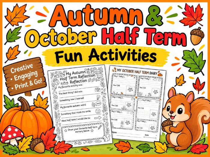 Autumn & October Half Term Activities | Print and Go Diary & Refle