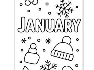 January Monthly Bookmark Template Colouring Sheet