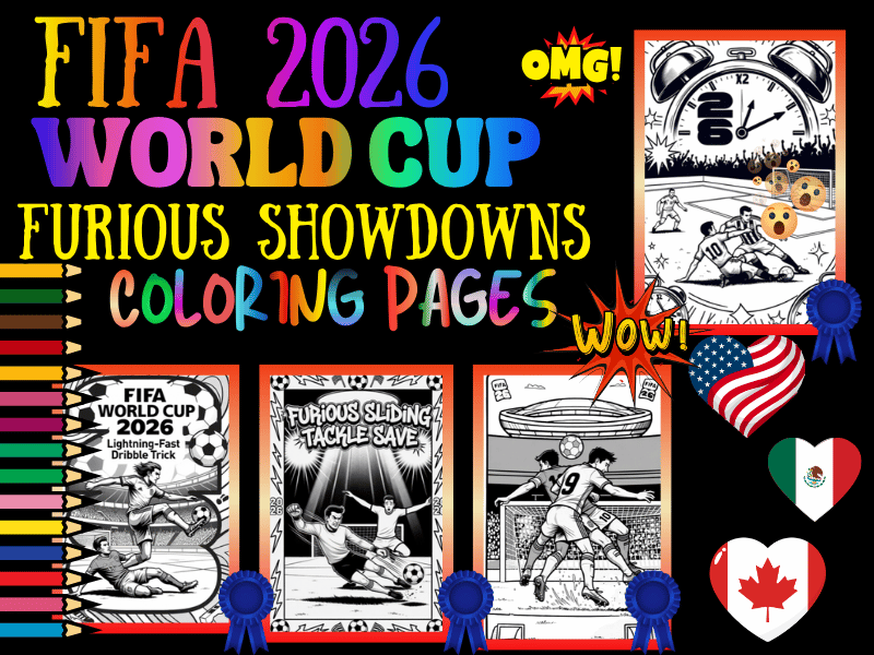 FIFA World Cup 2026 Furious Showdown Coloring Pages for Kids | NO PREP Activity