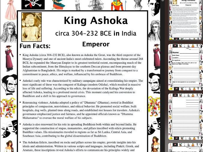 King Ashoka PACKET & ACTIVITIES, Important Historical Figures Series