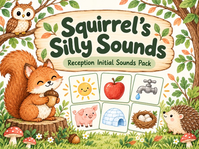 Squirrel’s Silly Sounds | Reception Initial Sounds Activities | EYFS Phonics s, a, t, p, i, n
