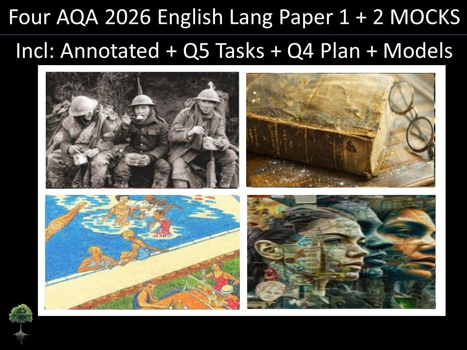 Four AQA 2026  English Language Paper  1 & 2 |  Annotated, Q5 Tasks , Q4 Plan, Models