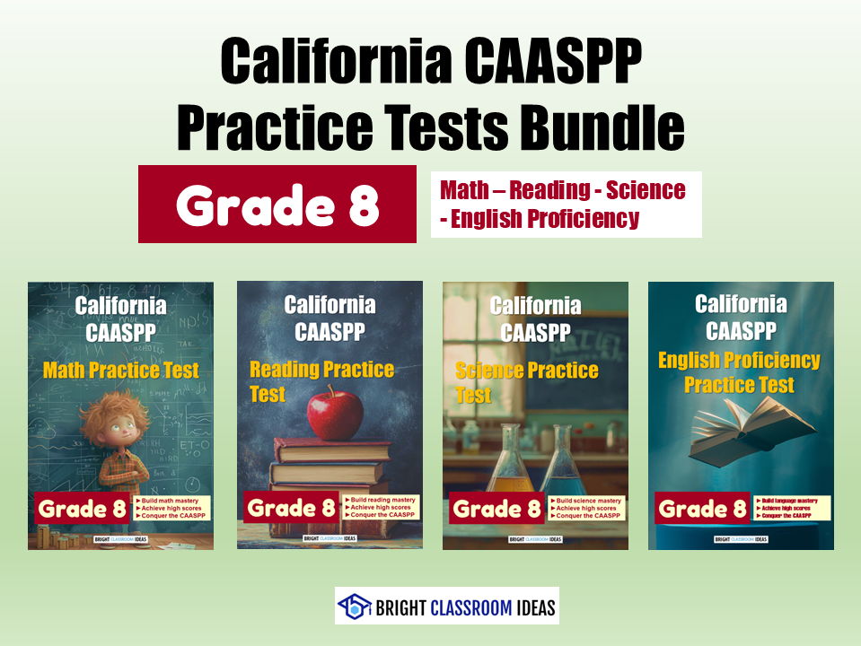 California CAASPP Practice Tests Bundle for Grade 8