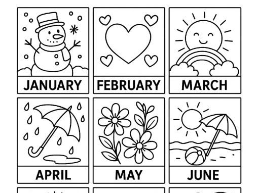 Bundle of 6 Time, Days, Months, Seasons Coloring Sheets