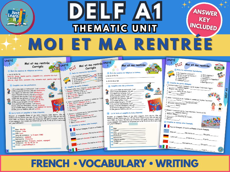 DELF A1 French Back to School Worksheets