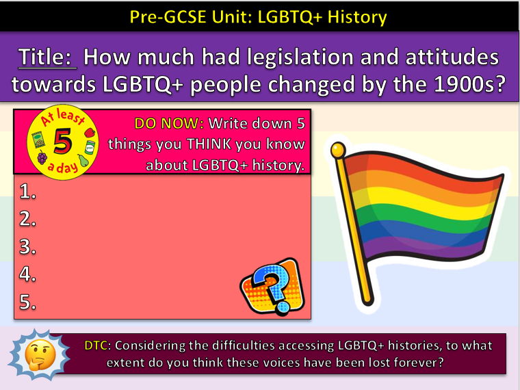 LGBTQ+ History KS3 – Full 6-Lesson Scheme of Work