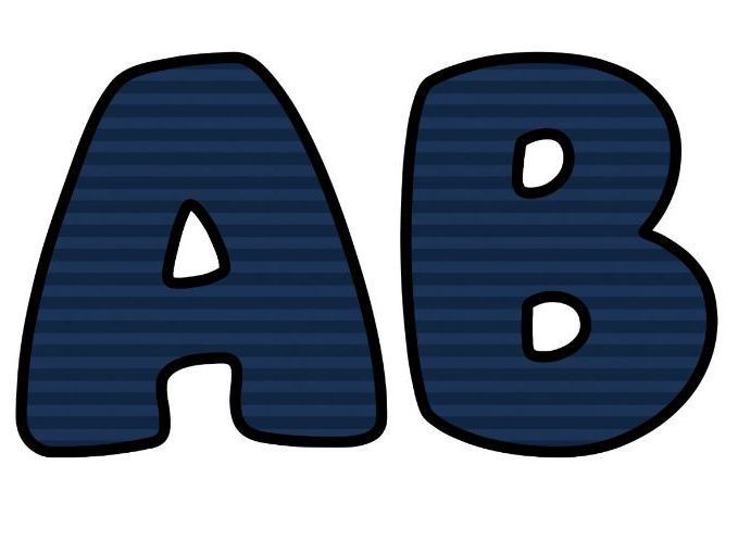 Blue Stripes Alphabet Lettering Set | Classroom Display | Upper & Lowercase, 0-9
