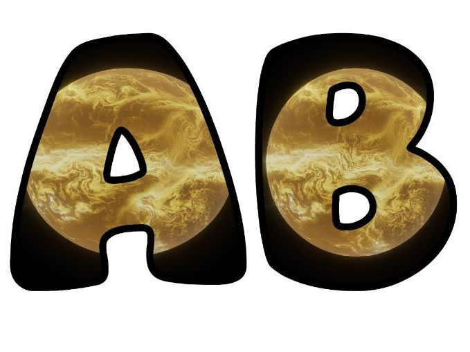 Venus Planet Space Classroom Display Lettering Set | Upper & Lowercase Letters, 0-9 and Signs