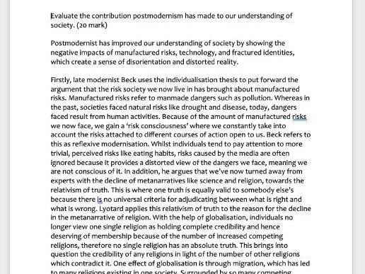 Top band AQA A-level Sociology essays