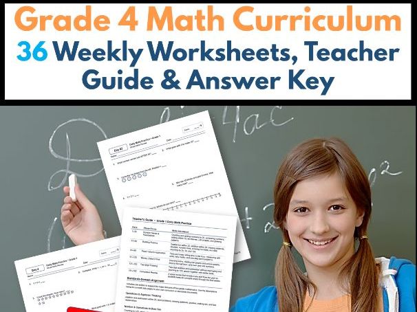 Grade 4 Math Curriculum | 36 Weekly Worksheets