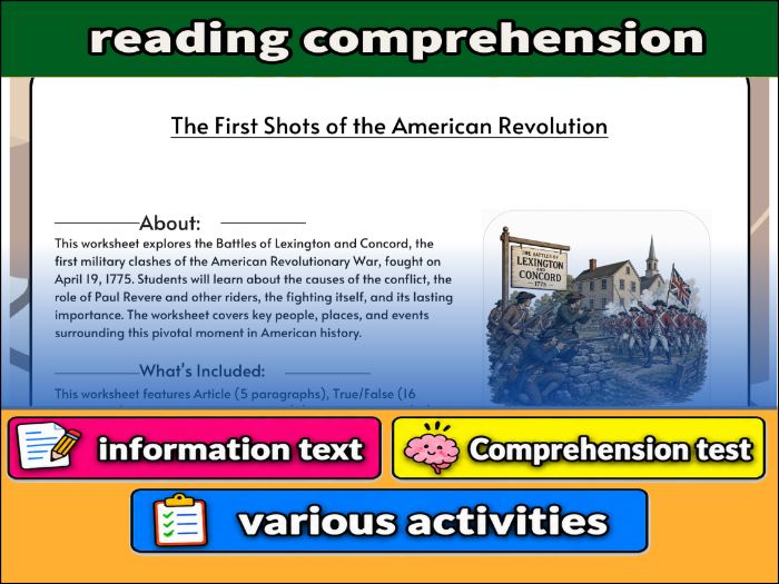 The First Shots of the American Revolution   & Comprehension Test