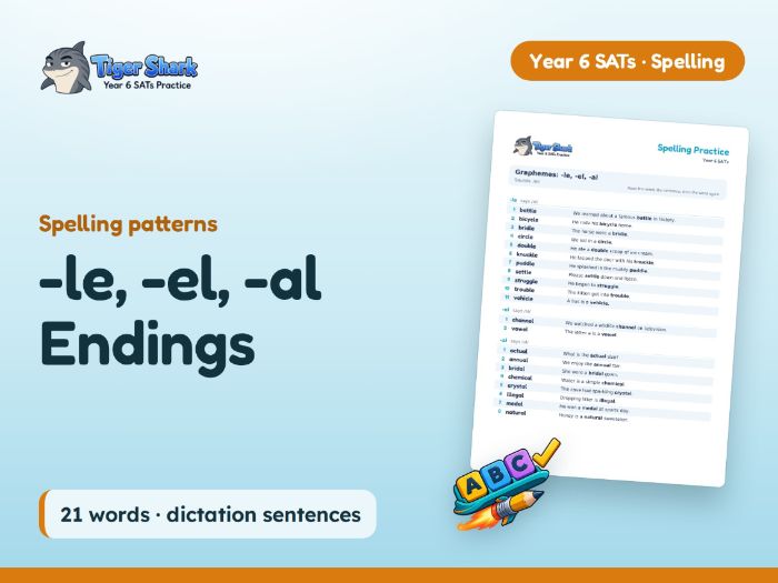 -le, -el, -al Endings: Y6 Spelling Patterns