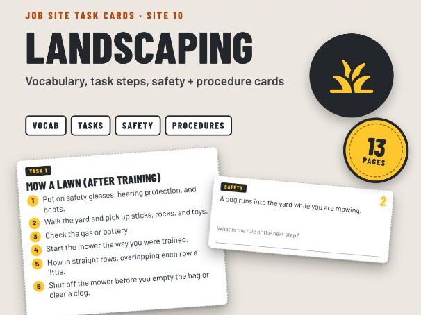 Landscaping and Grounds Maintenance Job Skills Task Cards for SEND