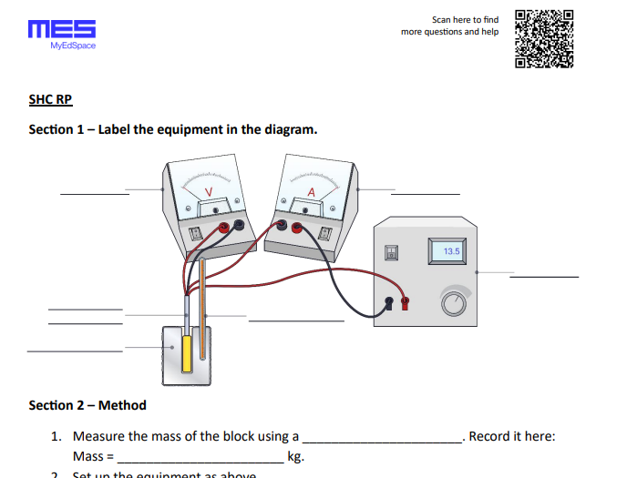 GCSE Physics AQA Topic 1: Specific Heat Capacity Required Practical Worksheet