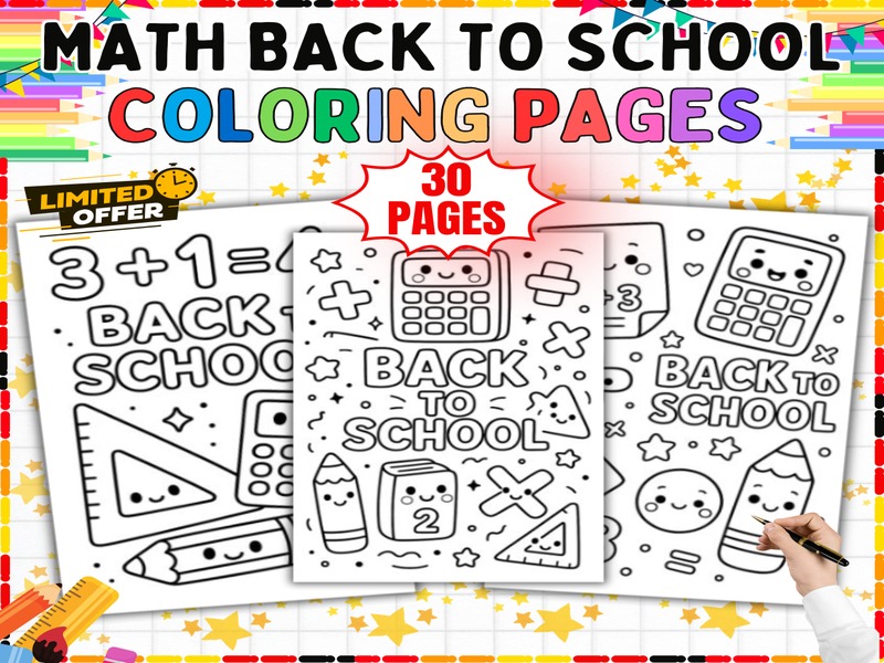 First Week Math Coloring Sheets | 30 Pages | Addition Practice Fun for Kids