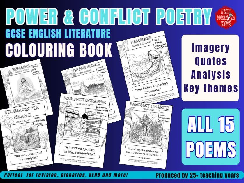 Power & Conflict Poetry | Fun Colouring Book | GCSE English Literature AQA | KS4 | Revision