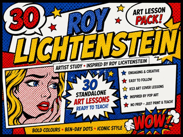 Roy Lichtenstein Art Worksheets – 30 Pop Art Lessons | KS3 Art Activities & Cover Work